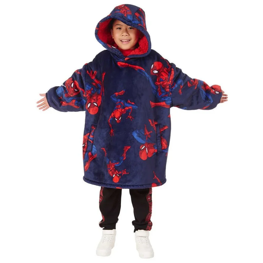 NWT Marvel Spider Man Kids' Hoodie, Hooded Oversized Fleece Blanket One Size